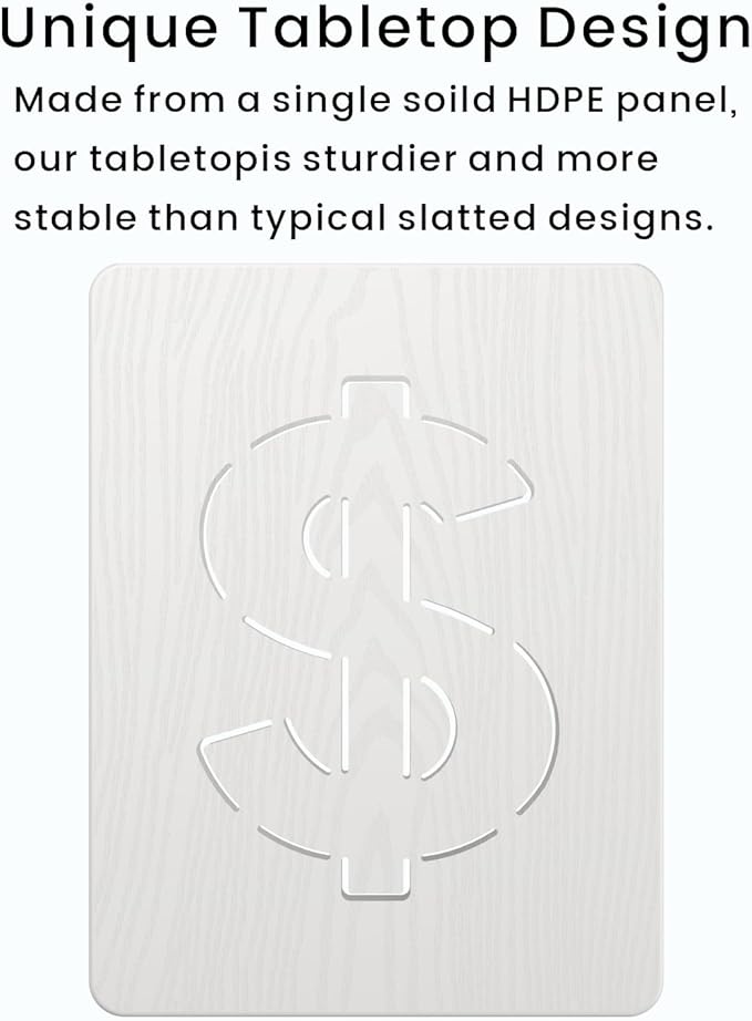 16.6'' HDPE Outdoor Side Table, Weatherproof Small Outdoor Table for Adirondack, Patio, Porch, Balcony, Poolside (2-Tier, White)