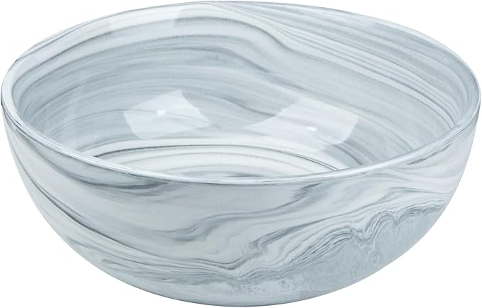Large Decorative Fruit Bowl, Marble-patterned Ceramic Bowl for Coffee Table Entryway Kitchen Modern Home Decor Centerpiece 9.5 Inches, Grey