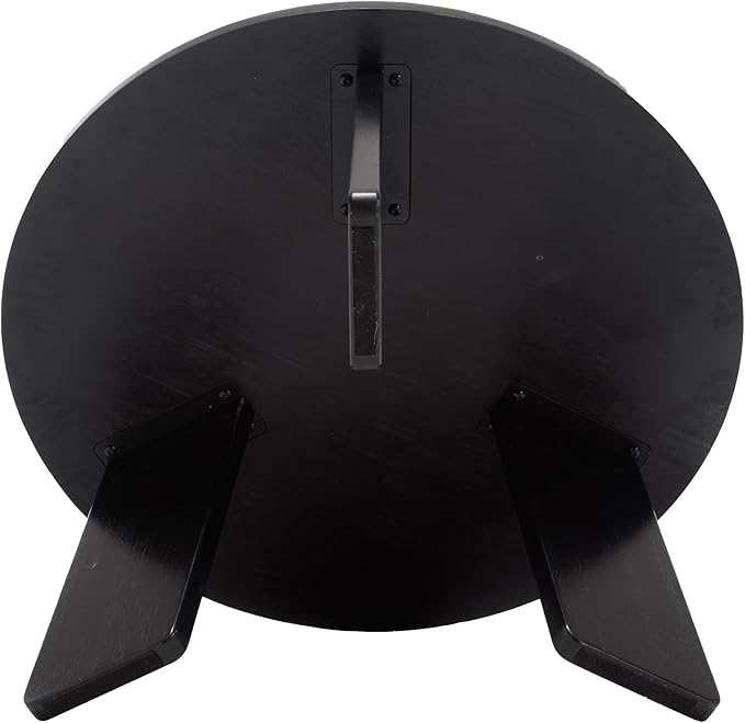 32" Round Coffee Table, Large Solid Wood French Country Accent Table, Farmhouse Side Table for Family/Office/Living Room/Sofa Couch End/Bedroom, Black