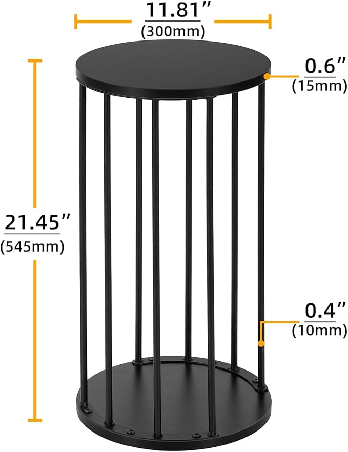 Plant Stand Indoor,small plant stool,Flower Pot Corner stand holder,Mid Century Heavy Duty Metal Tall Home Decor,Modern Round End Table,Small Rustic Display Stand for Living Room,Bedroom(Black,21In)