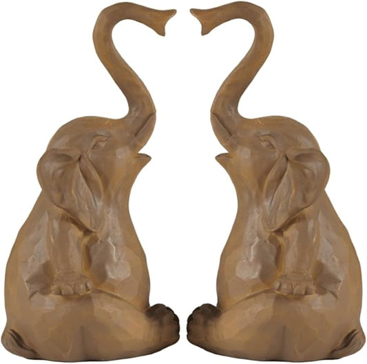 Loving Pair of Elephants - Handcrafted Resin Home Decor Statue Figurine Set, Lucky Gift for Women,Mon,Family, Couples & Elephant Lovers