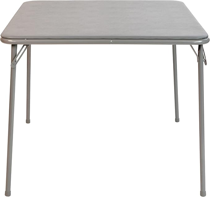 BizChair Gray Folding Card Table - Lightweight Portable Folding Table with Collapsible Legs