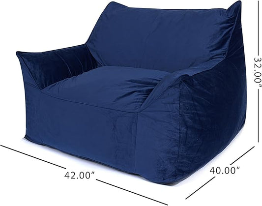 Foamma Bean Bag Chair for Kids & Adults, Midnight Blue - Single Person Bean Bag Chair with Armrests, High-Density Foam, Cozy and Plush Reading Seat, Ideal for Bedroom and Relaxation