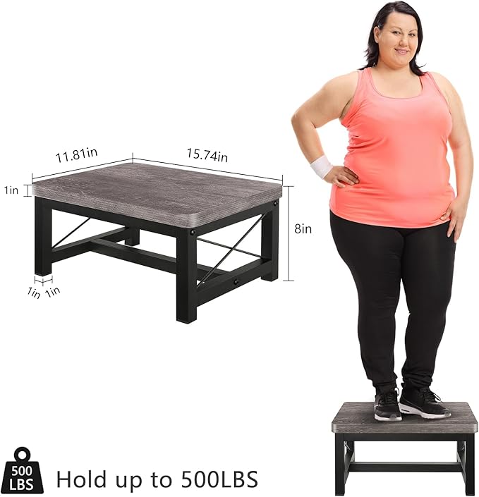 YINMIT Step Stool for Adults and Kids,Heavy Duty Step Stool for High Bed with Non-Slip Feet, Using for Bedroom, Hold Up to 500 lbs (Grey)