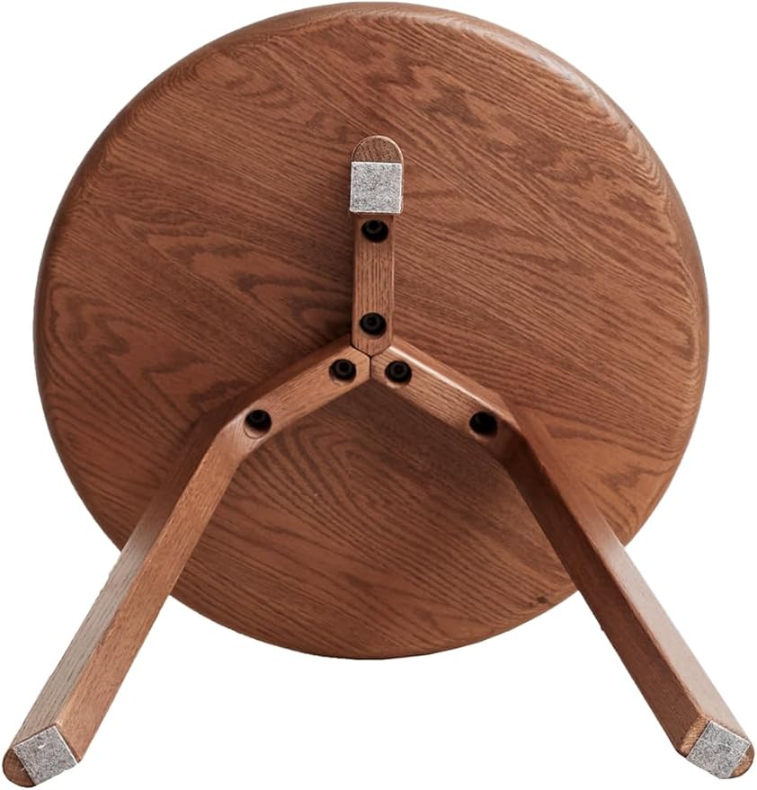 Walnut Round Side Table,Solid Wood End Table - FAS-Grade North American Oak,3-Leg Walnut Accent Side Table for Living Room, Bedroom & Office