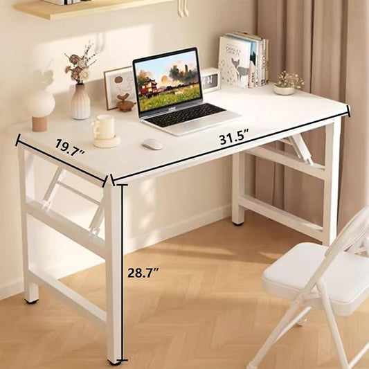 31.5 Inch Foldable Desks for Small Spaces,Foldable Desk No Assembly,Small Table for Bedroom,White.