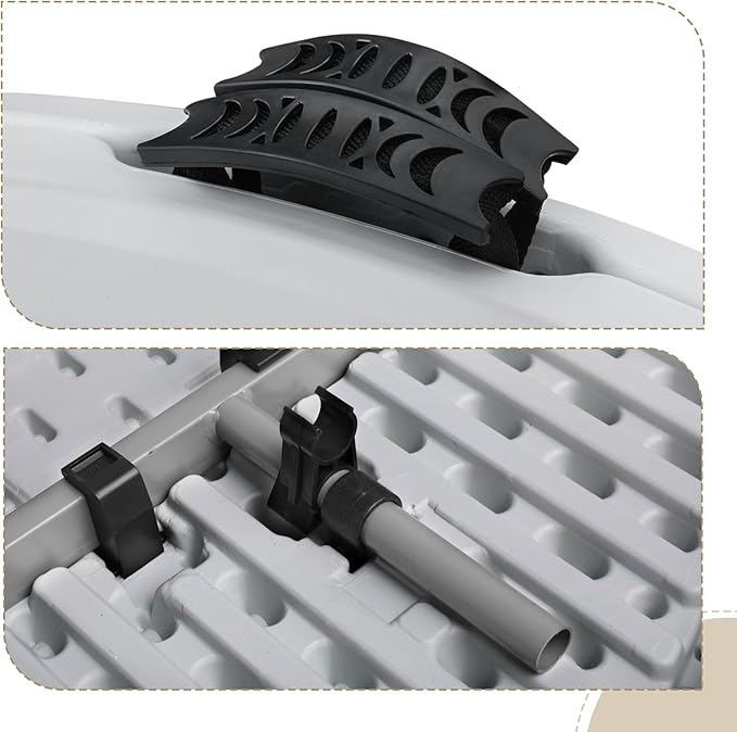 Athena Collection 5.5 ft Plastic Folding Dining Table, Large Foldable Round Card Table Portable with Carry Handle Heavy Duty Fold-in-Half for Indoor Outdoor Party Camping, Grey