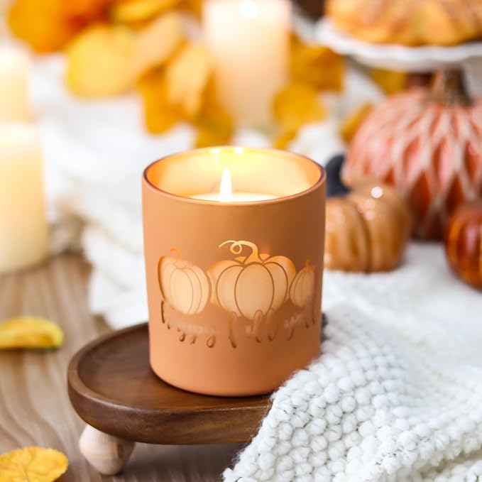 Pumpkin Candle 11oz - Fall Scented Candle with Pumpkin Design, Ideal for Fall Thanksgiving Table Decor, Thanksgiving Gifts