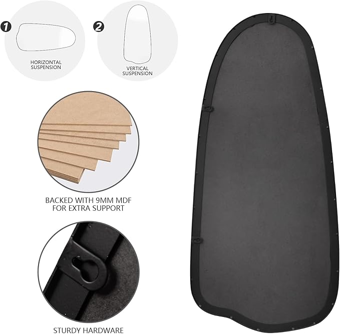 15"x32" Black Triangle Mirror,Irregular Wall Mirror for Bathroom,Asymmetrical Vanity Mirror with Metal Frame for Living Room Bedroom Entryway