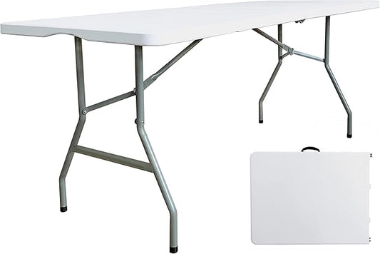 6 Foot Folding Table 6ft Fold in Half Heavy Duty Plastic Foldable Table, 72 inch Portable Table with Handle,Indoor Outdoor 6‘ Utility Card Tables for Picnic, Party, Dining