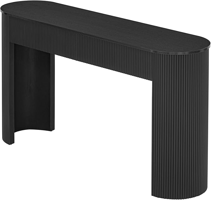 kevinplus 54'' Wood Console Table Sofa Table with 2 Drawer Storage for Entryway, Modern Elegant Fluted Design & Curved Edge, Easy Assemble, Black
