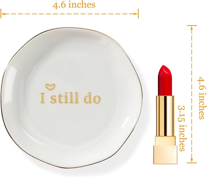 HOME SMILE I Still Do Ring Dish Annniversary Gifts for Women or Wife, Jewelry Dish Holder for Anniversary,Elegant Trinket Tray,Ceramic