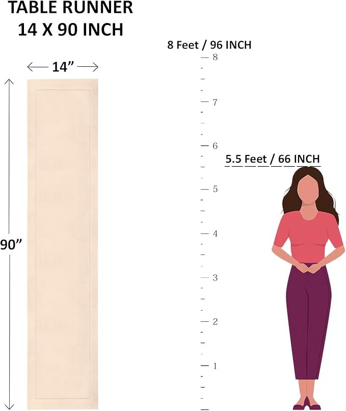 Solino Home Linen Table Runner 90 Inches Long - Athena, 100% Pure Linen Chambray Aqua Dining Table Runner 14 x 90 Inch