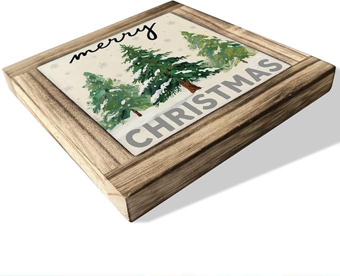 Merry Christmas Wood Sign, Christmas Tree Decors Art, Xmas Home Decors, Decorative Wooden Table Signs, Farmhouse Tabletop Decor, Xmas Holiday Party Decor Ornaments