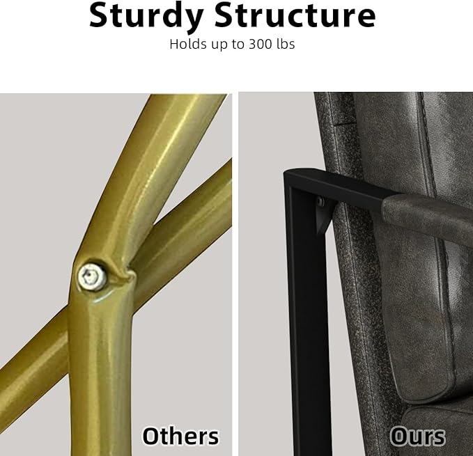 INZOY Leather Accent Chair with Metal Frame, Comfy Living Room Chair with Plump Backrest and Cushion, Mid Century Modern Chair with Sturdy Structure, Easy to Clean, Dark Grey