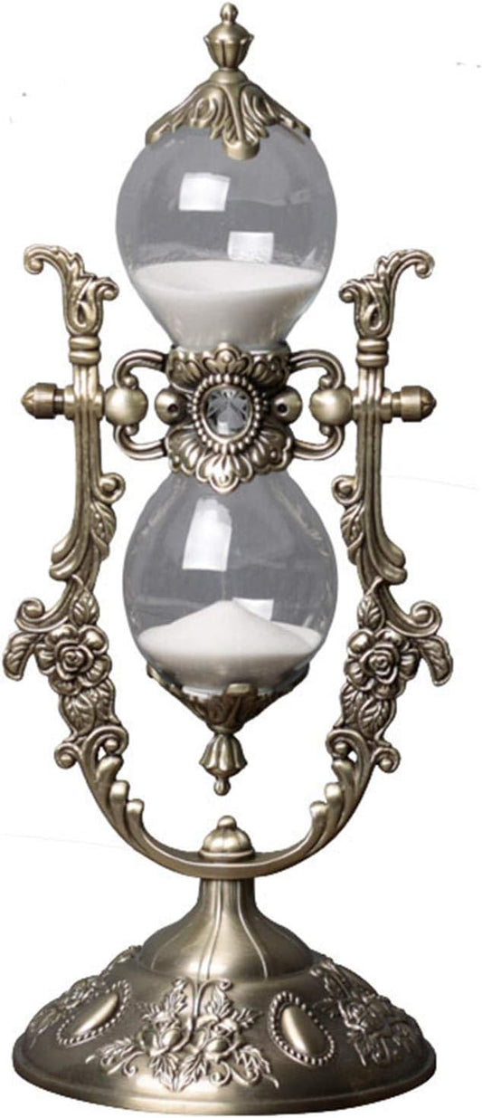 Hourglass Timer, 15 Minutes Embossed Golden Hourglass Timer,Used for Vintage Home Decoration, Office/Desk Decoration, Kitchen Wedding Gifts (P1-G42U-8VJR)