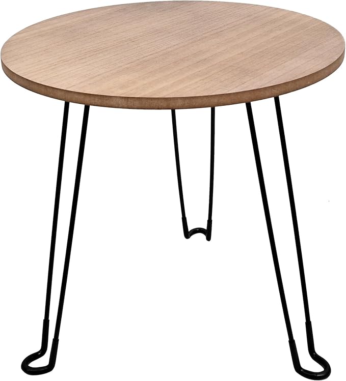 SwallowLiving Farmhouse Side Table with Metal Legs & Wooden Top - Small Wood End Table Nightstand for Living Room, Bedroom - Rustic Accent Table (16 Inch, Brown)