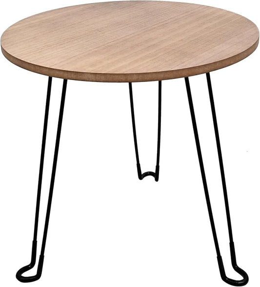 SwallowLiving Farmhouse Side Table with Metal Legs & Wooden Top - Small Wood End Table Nightstand for Living Room, Bedroom - Rustic Accent Table (16 Inch, Brown)