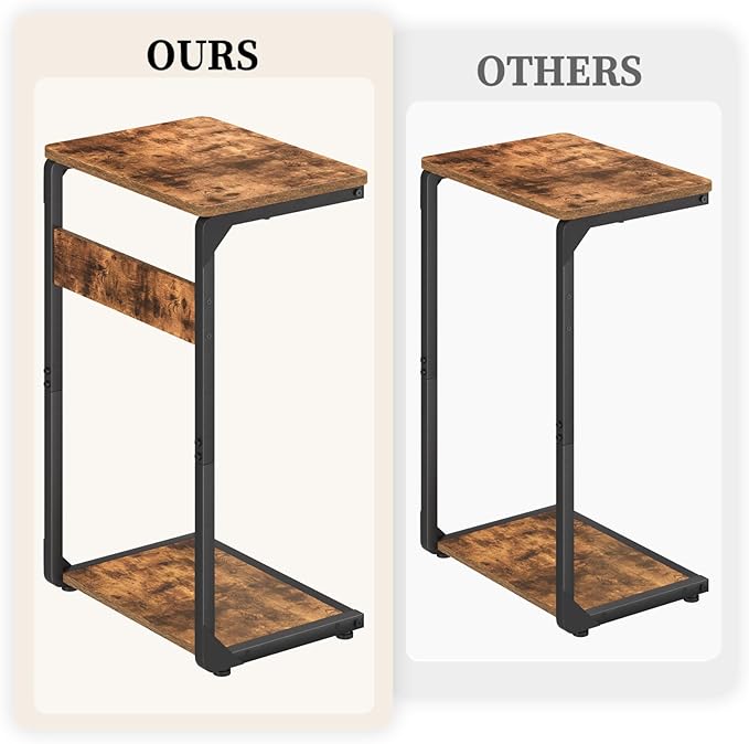 C-Shaped End Tables, Small Side Table for Couch, Sofa TV Tray Table for Living Room, Bedroom, Bedside ET-YB-BRW1