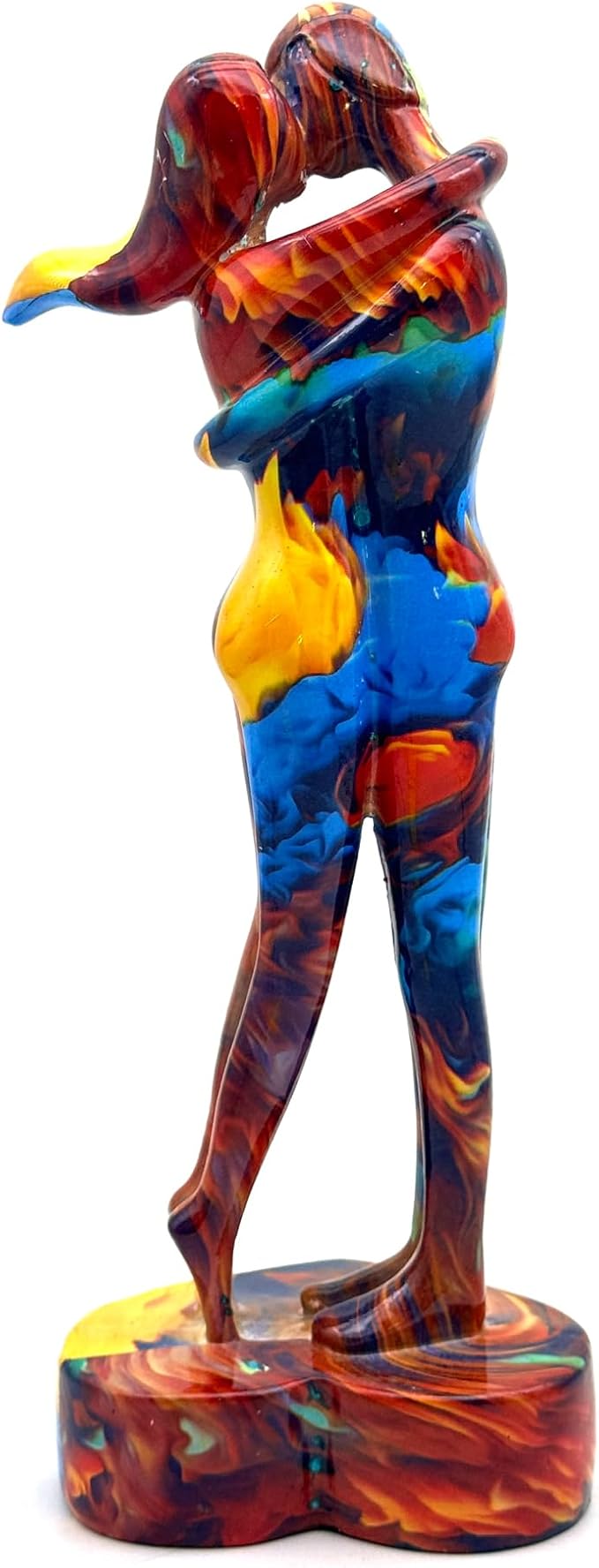 10.5 Inch Couple Sweethearts Lover Hug Kissing Statue Figurine Sculpture Resin Collectible Gifts for Office Home Decor Desk Accessories Decoration Figurines (Multicolor)