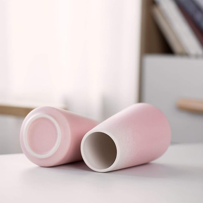 Pink Vase - 6" Pink Ceramic vase for Flower, Cute Modern Vases for Home Decor, Minimalist vases for Centerpieces, Living Room,Bedroom or Gift