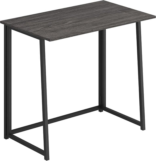 4NM 32" Small Folding Desk, Foldable Computer Home Office Desk, Study Writing Table for Small Space Saving Bedroom, Easy Assembly - Gray and Black