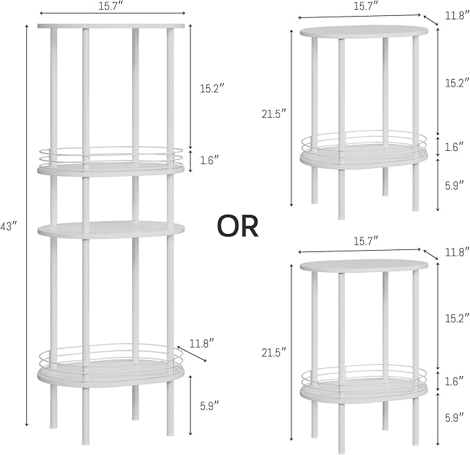 Small Round Side Table,Bedside Table with Storage,Morden Round Nightstand,Samll Side Table for Living Room,Bathroom,Bedroom, Nursery, Laundry, White