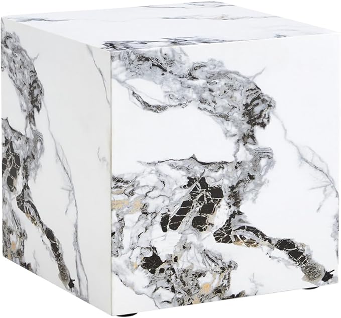 Side Table, End Table Living Room Table, Faux Marble Sofa Couch Bedside Table, Nightstand for Small Spaces, Bedroom