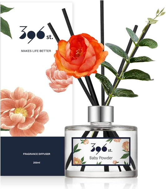 396 st. Peony Flower Reed Diffuser, Baby Powder(Also Known as Refreshing Air), 200ml(6.7oz) / Reed Diffuser Sets, Home Fragrance, Scented Oils, Home & Bathroom Décor