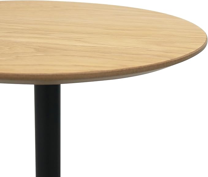 Get Set Style Drink Table, Round End Table, Side Table, Modern Pedestal Table with Metal Base, Small Accent Table for Sofa Couch/Chair, Living Room, Bedroom, Dorm, Patio (Natural)