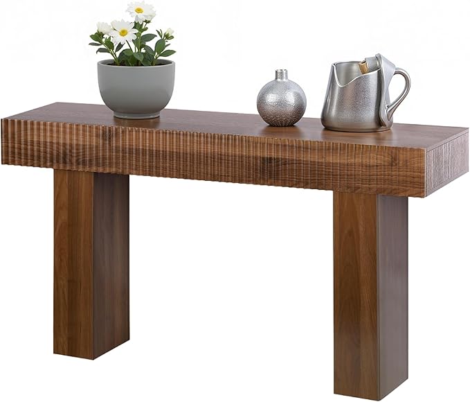 ZYBT 56-Inch Long Console Table, Wooden Narrow Rectangular Sofa Table Behind The Couch, Farmhouse Entryway Table for Entrance, Hallway,Living Room,Bedroom, Home Office,Brown