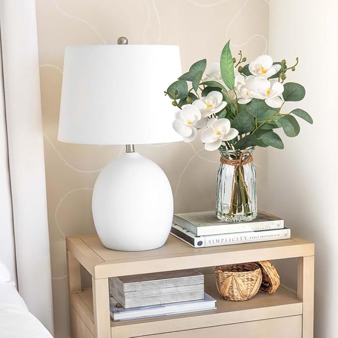 White Orchids Artificial Flowers with Vase Fake Flowers in Vase Artificial Eucalyptus Stems in Glass Vases with Faux Water Faux Orchid with Eucalyptus Leaves Arrangement for Dining Table Centerpiece