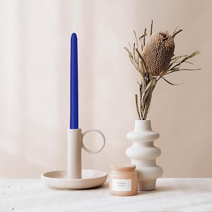 12 Pack Blue Taper Candles - Taper Candles 10 Inch Dripless, Smokeless & Unscented - 8 Hours Long Burning - Ideal for Weddings, Dinner Parties, and Home Decor