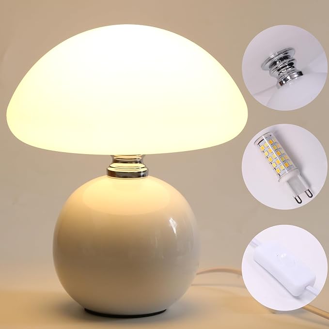 Mushroom Lamp for Bedroom Living Room,Mushroom Table Lamps for Bedside Night Stands,3 Color Temperature Desk Small Table Lamp,Cute Mini Modern Night Light Lamp,Unique Home Decoration