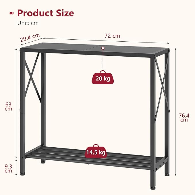 Tajsoon Small Entryway Table, 2-Tier Narrow Consle Table for Entryway, Small Hallway Table with Storage Shelves, Thin Sofa Table for Hallway, Living Room, Corridor, Office, Black
