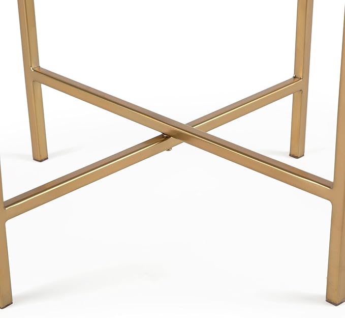 BIRDROCK HOME Folding Side Table with Marble Top - Metal Foldable Nightstand - Indoor Use Only - Bar Coffee Drinks Food Serving Tray - Decorative Modern End Accent (Marble Top with Gold Legs)