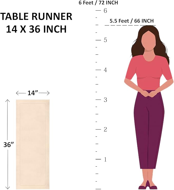 Solino Home Linen Table Runner 36 Inches - 100% Pure Linen Golden Nugget Table Runner 14 x 36 Inch Ideal for Dresser and Coffee Tables - Fall, Autumn, Thanksgiving - Athena