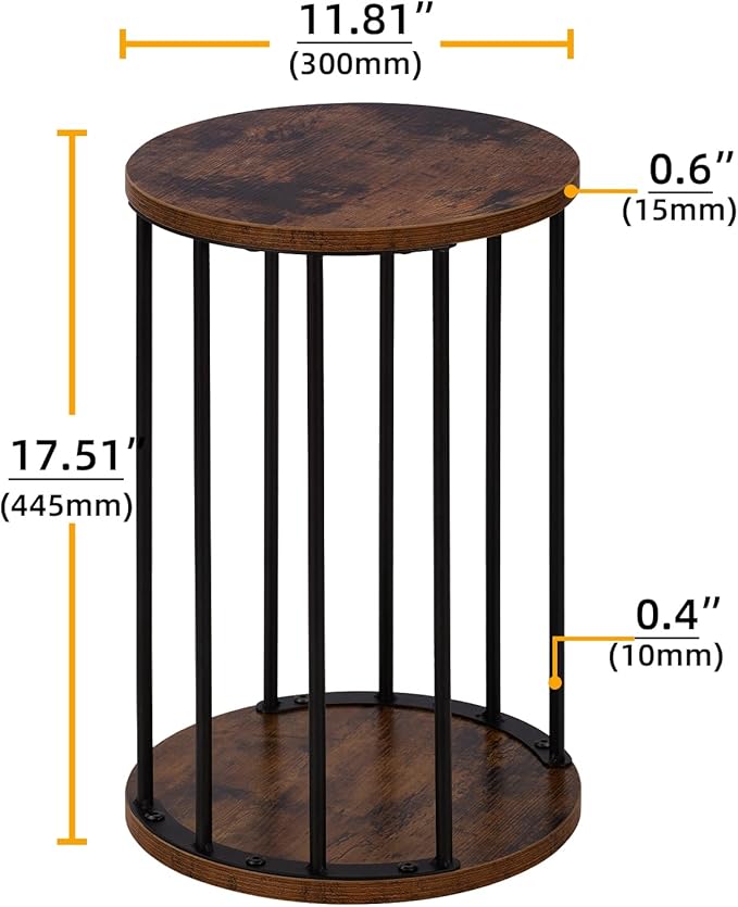 Plant Stand Indoor,small plant stool,Flower Pot Corner stand holder,Mid Century Heavy Duty Metal Tall Home Decor,Modern Round End Table,Small Rustic Display Stand for Living Room,Bedroom(Brown,18In)
