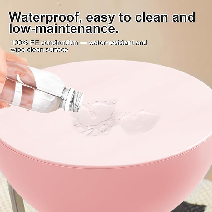 Mini Circle Side Table, Small Modern Bowl-Shaped Coffee Table, Sofa End Table Nightstand, Modern Bedside Home Decor for Living Room, Bedroom，Living Room (Large Pink)