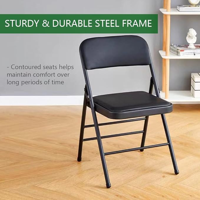 Amazing for less Pack of 2 (Fabric/Vinyl) Steel Frame Metal Foam Padded Folding Chairs (Black, Gray, White) (2-Pack - Vinyl Gray)