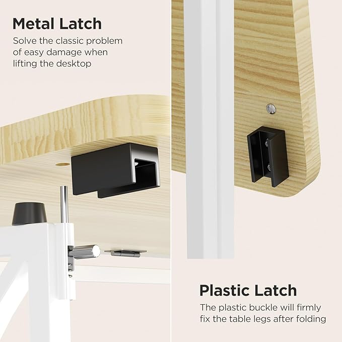 Mini Desk, 31.5" Small Desk for Bedroom, Foldable Desks for Small Spaces & Home Office, Easy Assembly, Beige Floor Patten