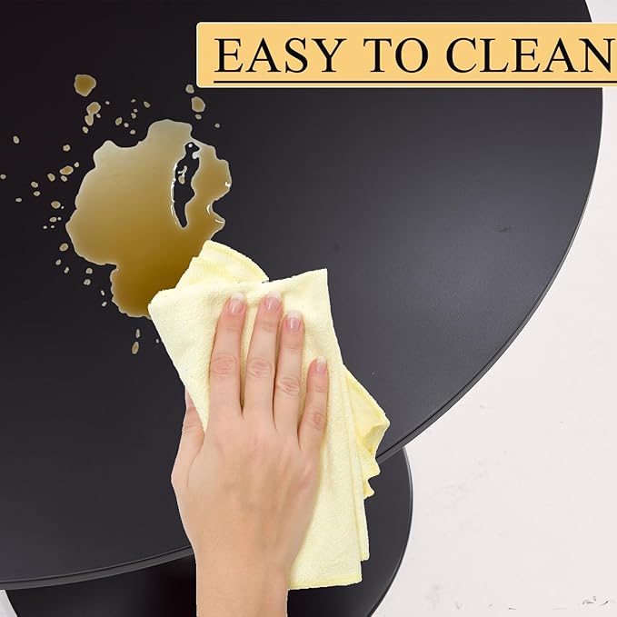 Black Round Dining Table, Small Circle Dining Table for 2 Person, Modern 27.5" Tulip Table Kitchen Dinner Coffee Small Social Tables for Dining Room, Living Room, Restaurant, Cafe