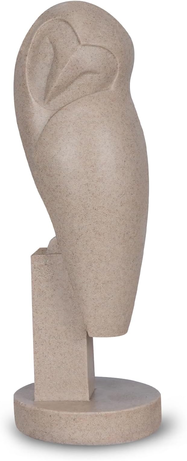 Owl Statue for Home Decor Accents, mid Century Modern Decor, Vintage Owl Figurines Gifts for Birds Lover, Handmade Vintage Sculptures for Living Room, Home, Office (Sandstone)