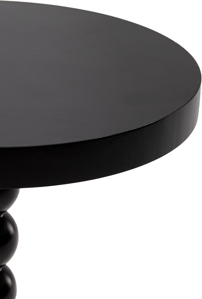 LONYKE Wood Drink Table, Round Martini Table, Modern Pedestal End Table with Base for Small Space Living Room, Bedroom, Black