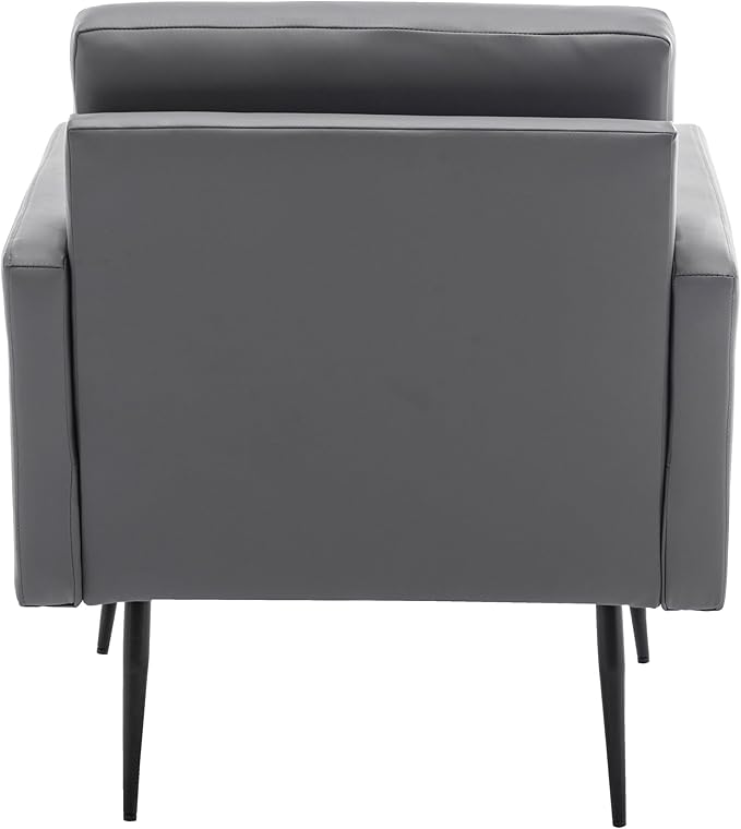 MINCETA Accent Chair,Modern Upholstered Armchair with Back and Arms,Reading Accent Chairs for Living Room,PU Leather in Gray