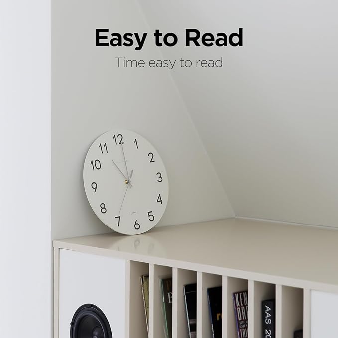 mooas 3D Numbers Modern Wall Clock, 12" Silent Non-Ticking Sweep Movement Decorative Battery Operated Analog Wall Clock for Home Décor Living Room Kitchen Bedroom Office School Hotel (Silver)