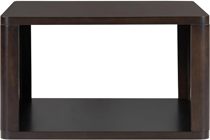 Harper & Bright Designs Square Coffee Table for Living Room in Dark Brown Farmhouse Coffee Table with Storage,2-Tier Center Table with Half Open Storage Compartment in 30.8"