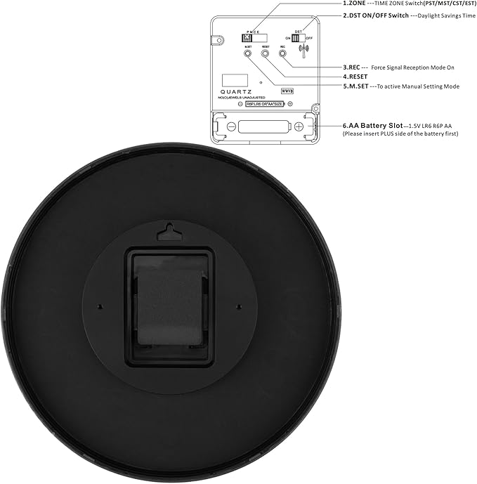 Foxtop Atomic Wall Clock Battery Operated Round Analog Modern Wall Clock Sets Automatically for Office Classroom Bedroom Kitchen Living Room (Silver)