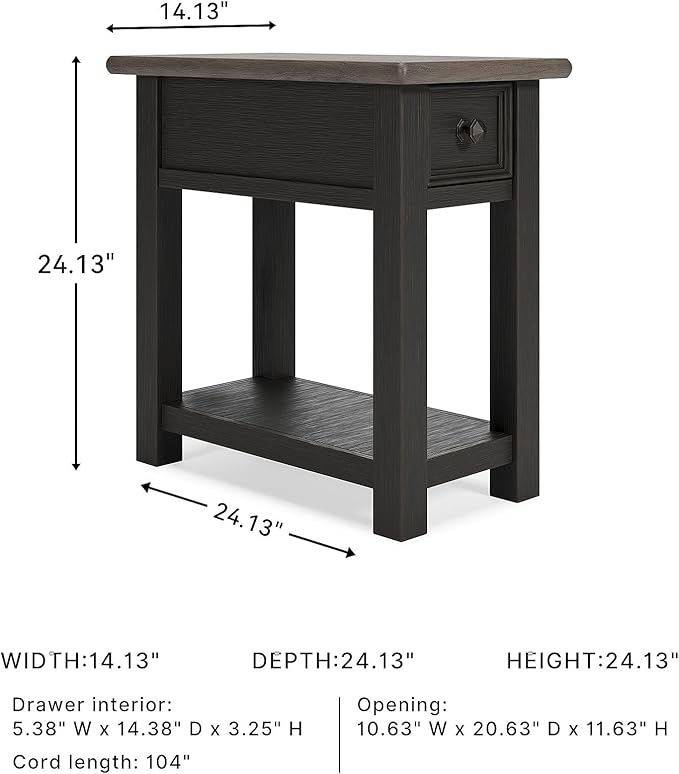 Signature Design by Ashley Tyler Creek Chair Side End Table, Light Brown & Whitewash