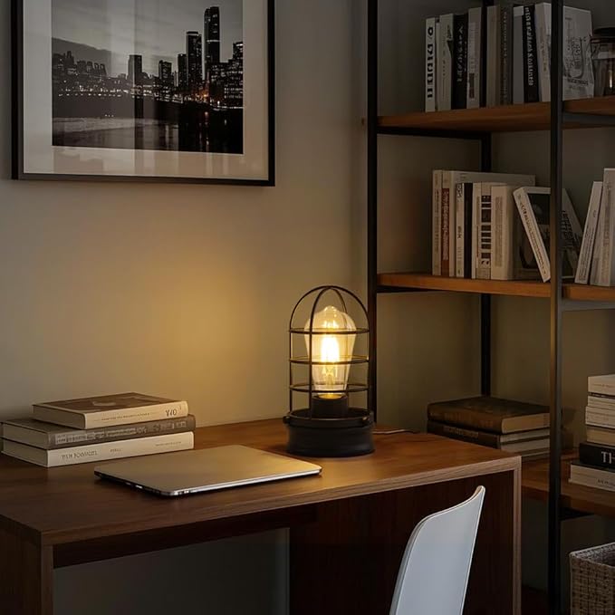Cerdeco Small Vintage Table Lamp,Industrial Desktop Lamp for Bedside,Bar,Cafe,Bedroom,livingRoom,(Bulb Not Included)